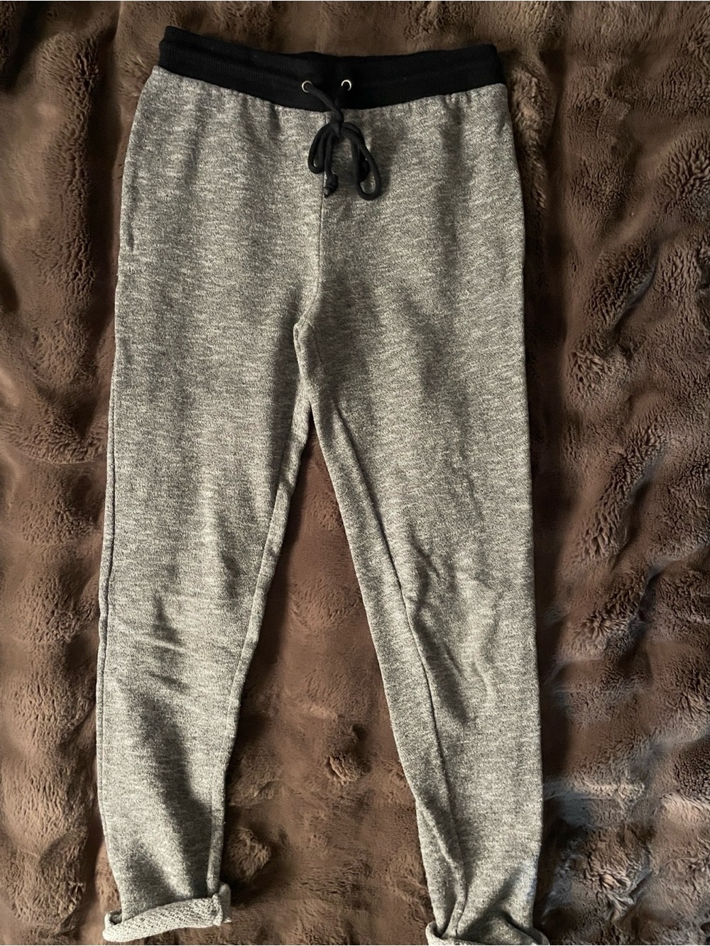 FOREVER21 Gray Knit Jogger Pants with Black Waistband
